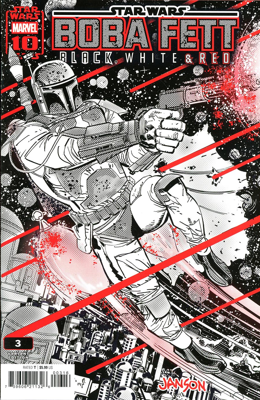 Star Wars: Boba Fett Black, White & Red #3 – Klaus Janson – 1:25 Incentive – Variant Cover